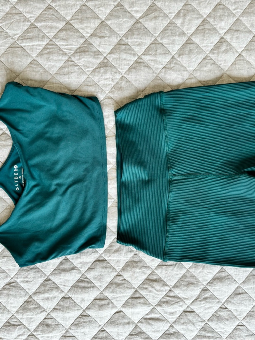 (Slightly Damaged) Blue/Green Glyder Biker Shorts and matching top set - Picture 5 of 6